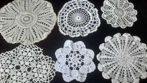 Lot of 6 doilies -  19-29cm