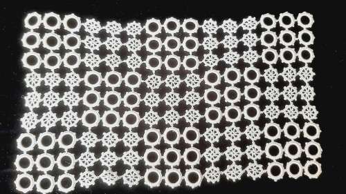 Crochet over rings mat - very fine work - ecru - 20 x 35 cm