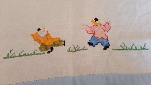 Vintage guest towel - 54 x 35 cm with cross stitch Chinese motif