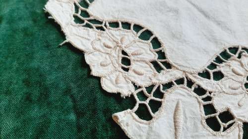 Linen embroidered tray cloth - 39 x 26cm