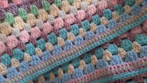 Crochet blanket, pastel colours, as new, 120 x 120cm