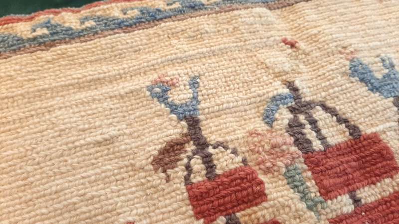 Thick, completed tapestry of a sailing ship 45 x 34 cm