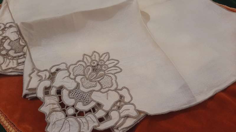 Set of 6 linen napkins 40 x 40cm - grey embroidery