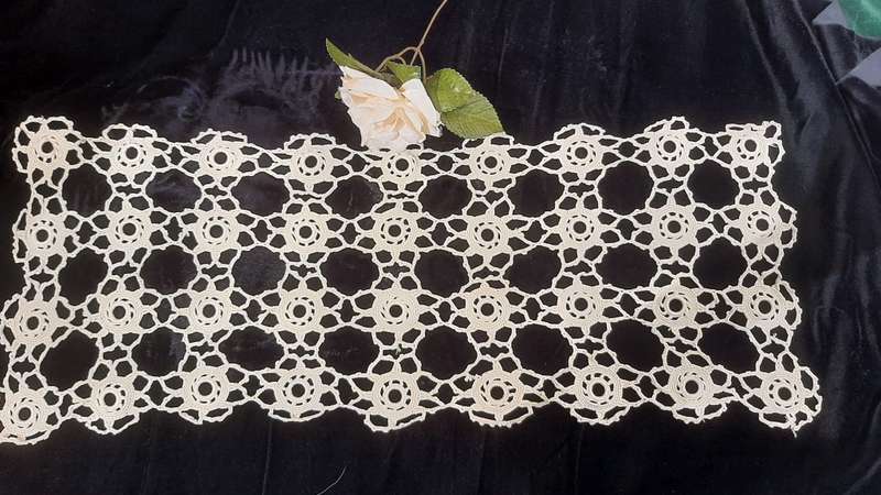 Crochet runner - pale apricot colour- 58 x 23 cm
