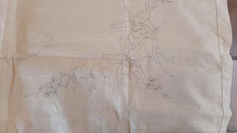 Stamped Irish linen table cloth for embroidery 86 x 86cm