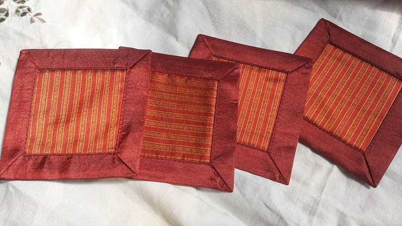 Silk runner, place mats and napkins set made in Cambodia