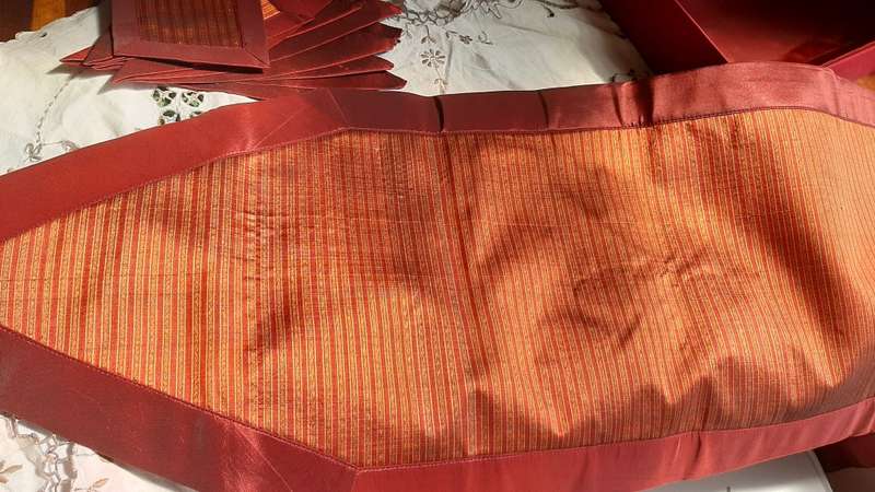 Silk runner, place mats and napkins set made in Cambodia