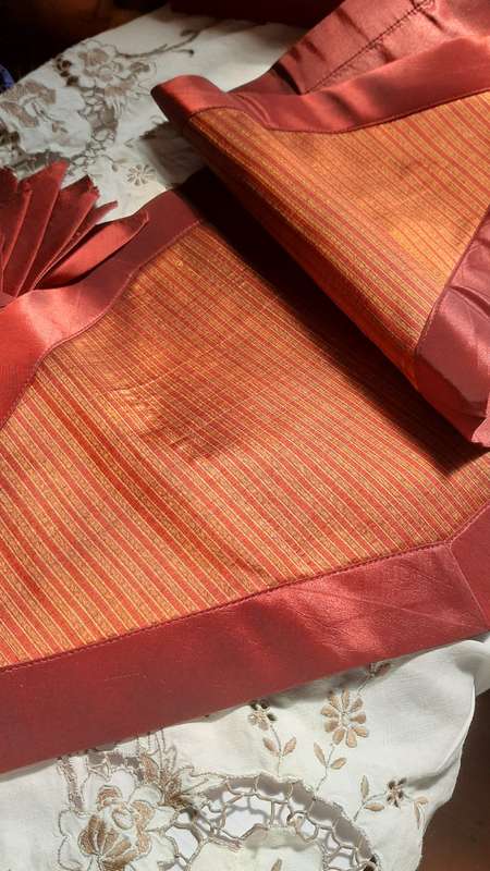 Silk runner, place mats and napkins set made in Cambodia