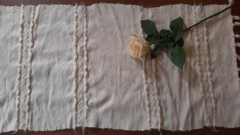 Mohair table runner - cream- 88 cm x 42 cm - see description