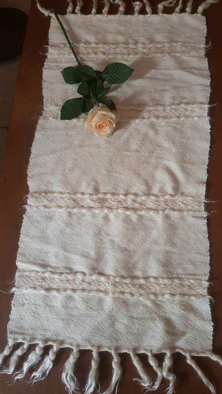 3 mohair table runners - cream +/- 88 cm x 42 cm