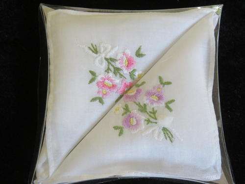 2 Embroidered hankies - boxed
