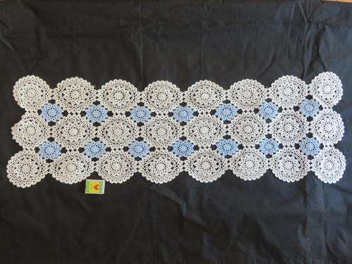 Crochet runner -  white and blue