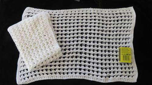 Set of 2 white knitted lace mats - wool