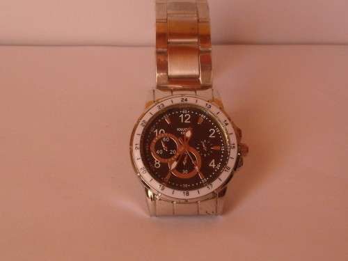 Women's Watch- Knuode K897 Round Fashion Analog with battery (Black, white on Silwer)