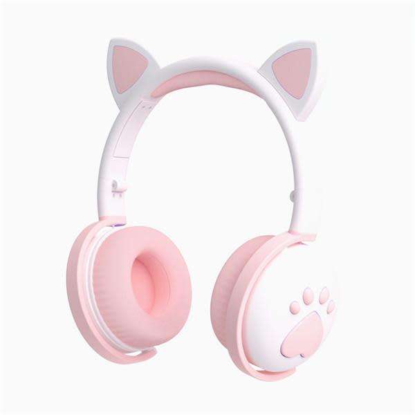 Kiddies Cute Cat Ear Paw LED Light Wireless Headsets