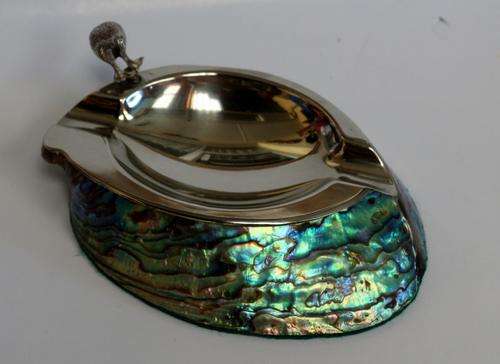 Paua Shell Ashtray with Kiwi Bird - Made in New Zealand