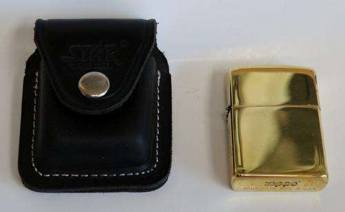 Brass Zippo + Leather pouch