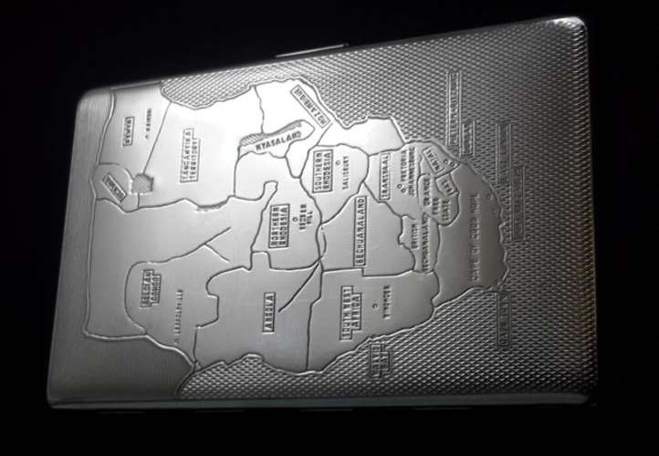 Sigarette Case with Old Africa map SWA Bechuanaland Rare Collectable plus minus 1960