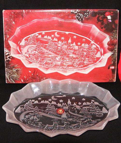 Flat Oval Platter 300 mm Silent Night Satiniert.Waltherglass X mas