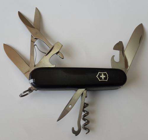 Swiss Army Knife (Climber) Victorinox Black Scales with UBS Logo Good Condition