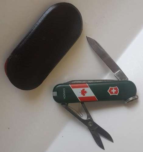 Swiss Army Knife .Victorinox- Classic Green Scales with Canada emblem