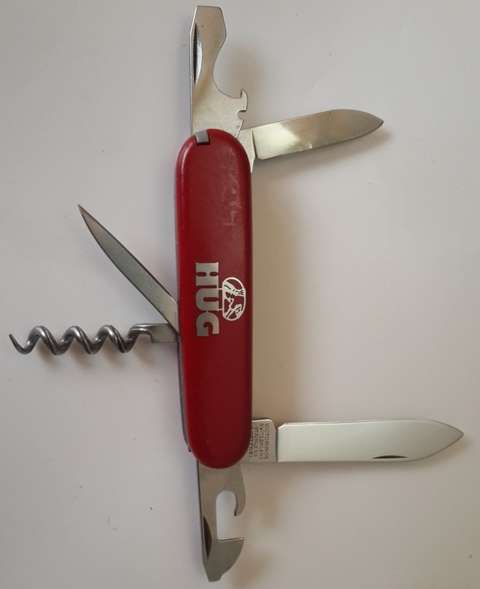 Victorinox Swiss Army Knife - Old Tourist with HUG Logo on Red Scales