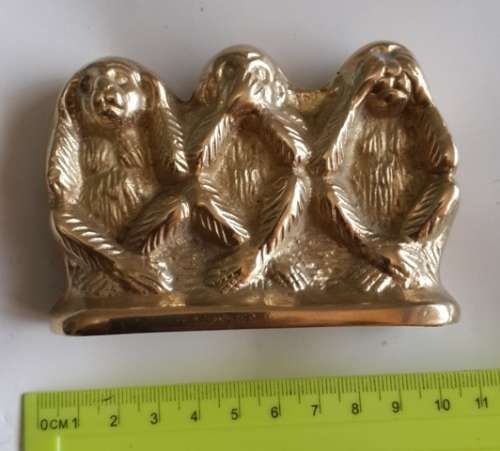 Brass  ornamental Monkeys Hear no evil speak no evil see no evil