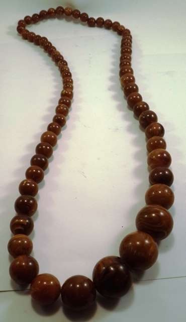 Wood look plastic bead necklace