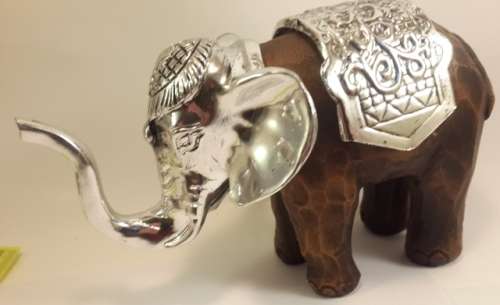 Elephant wooden with silver coloured decoration