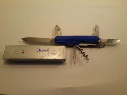 Victorinox Swiss Army Knife - Spartan Translucent Blue Scales Good Condition with logo