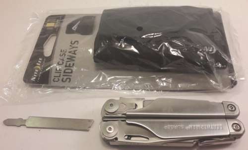 Leatherman Surge with Sideways Belt Niteize nylon Pouch.