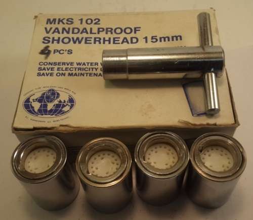 Showerhead Vandalproof conserve water and electricity with installation key