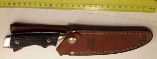 Fixed Blade Hunting Knife ORIGINAL BUFFALO SKINNER With Leather Pouch