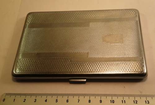 Cigarette Case Silver Tone Metal by Sylva Emu. Era 1950's. Made in England.