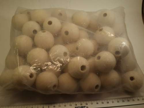 Wooden Beads size 38mm natural raw uncoated Bag full