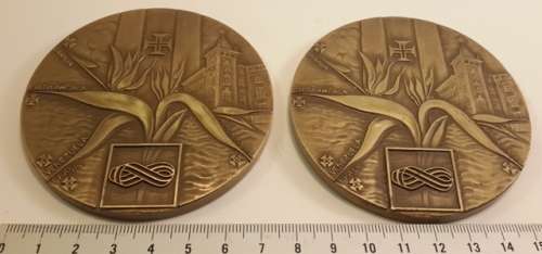 Brass Medalion two pc  Banco da Madeira 1920-1995