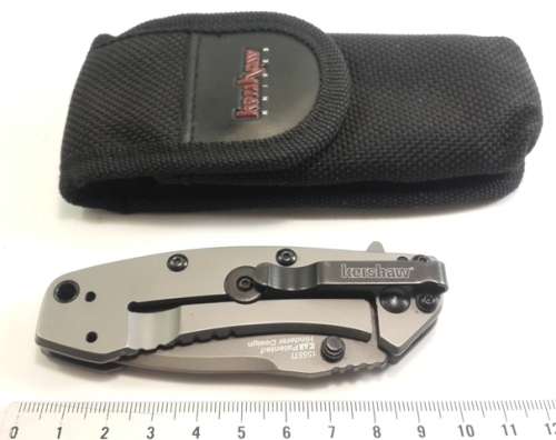 Kershaw 1555Ti Cryo Assisted 2-3/4" Plain Blade, Framelock Design with Pouch
