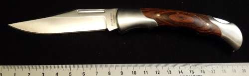 Silver cloud folding Pocket Knife with Wood Inlay Handle and lock Blade