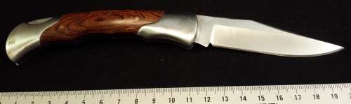 Silver cloud folding Pocket Knife with Wood Inlay Handle and lock Blade