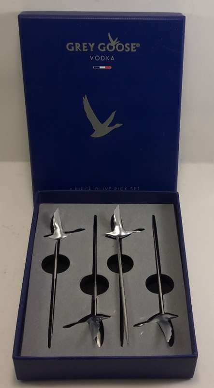 Four Piece Olive Pick Set  Grey Goose