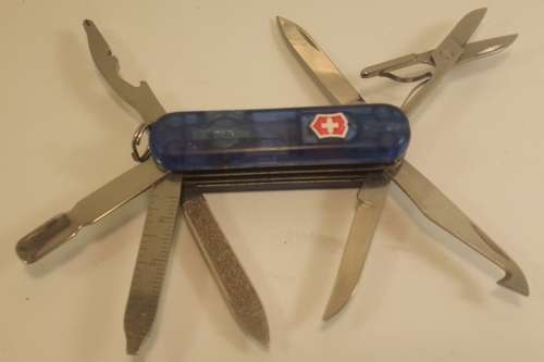 Victorinox Swiss Army Knife - Translucent Blue Midnight Mini Champ