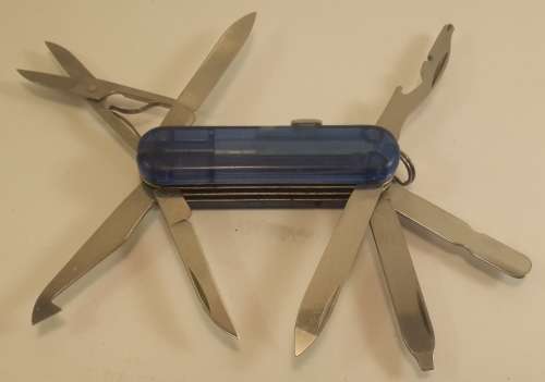 Victorinox Swiss Army Knife - Translucent Blue Midnight Mini Champ