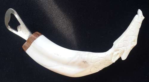 Warthog Tusk Carved Giraffe bottle opener