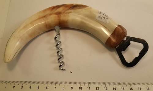 Warthog Tusk with Elephants Picture bottle opener and cork screw