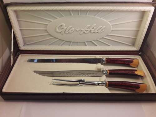 VINTAGE Glo and Hill GH Bakelite Three Piece Carving Set Made in Canada in box