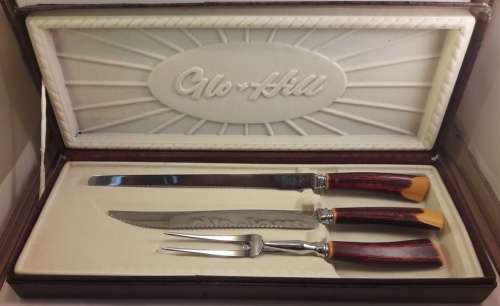 VINTAGE Glo and Hill GH Bakelite Three Piece Carving Set Made in Canada in box
