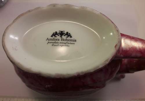 Two Amfora Bohemia Karlovy Vary Czeh Porcelain Spa spring water sipping Mug
