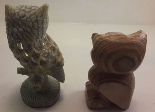 Two Stone carved ornament Owls as per pictures