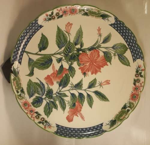 Porcelain Serving and side Plate With Hibiscus Flowers