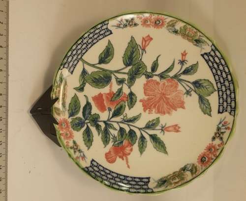 Porcelain Serving and side Plate With Hibiscus Flowers